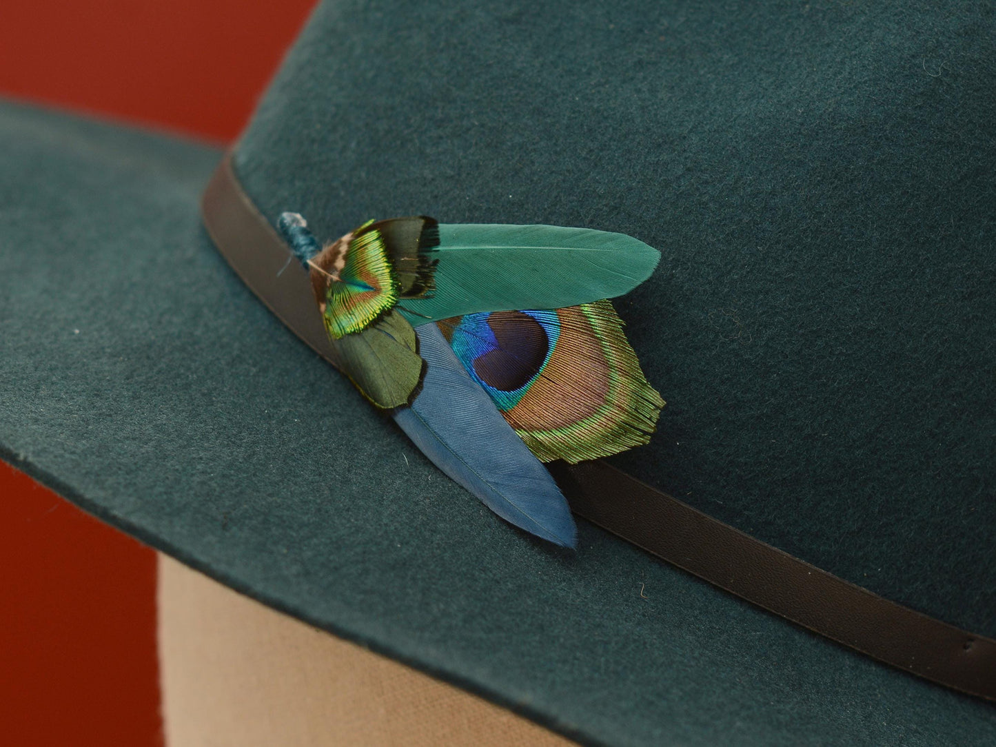 Teal, Green and Navy Peacock Feather Boutonniere | Peacock Feather Hat Pin / Brooch | Wedding Corsage