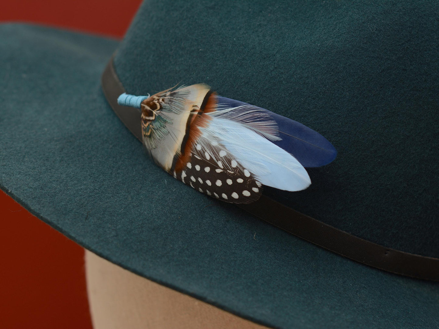 Navy and Pastel Blue Feather Pin | Feather Boutonniere / Hat Pin | Duck Feather Brooch