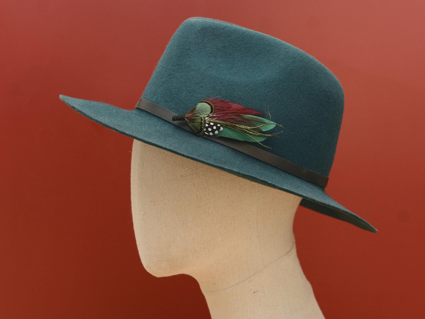 Shades of Green and Plum Feather Lapel Pin | Duck Feather Boutonniere | Pheasant Feather Brooch | Feather Hat Pin