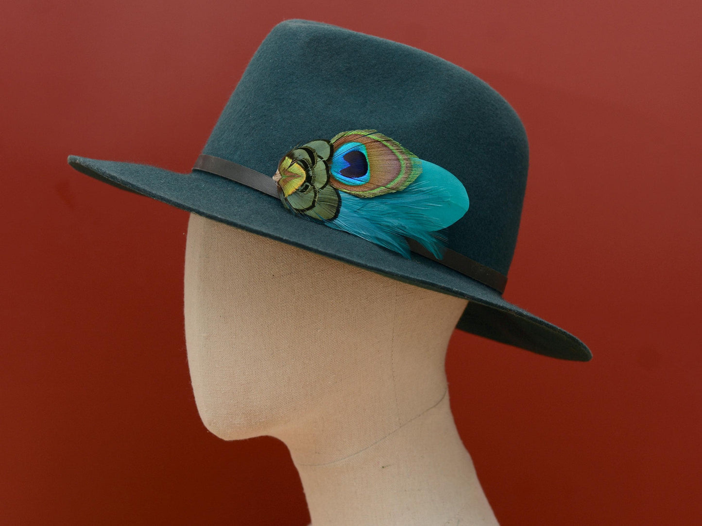 Teal and Peacock Feather Boutonniere | Peacock Feather Pin Peacock Feather Brooch | Peacock Feather Hat Pin