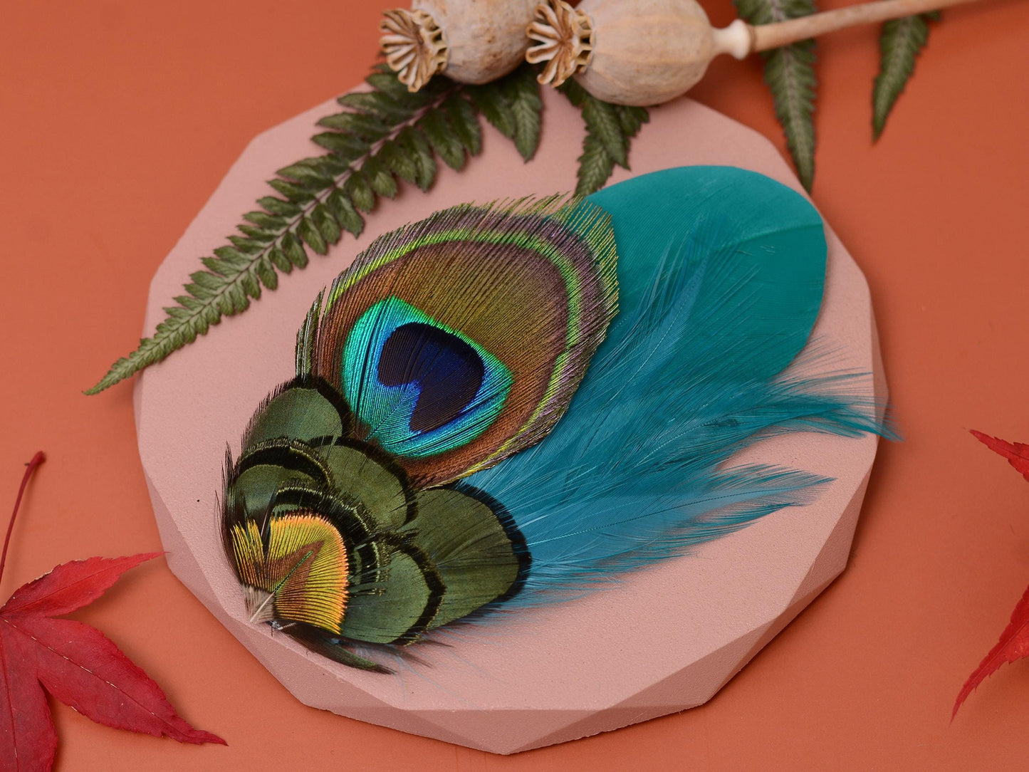 Teal and Peacock Feather Boutonniere | Peacock Feather Pin Peacock Feather Brooch | Peacock Feather Hat Pin