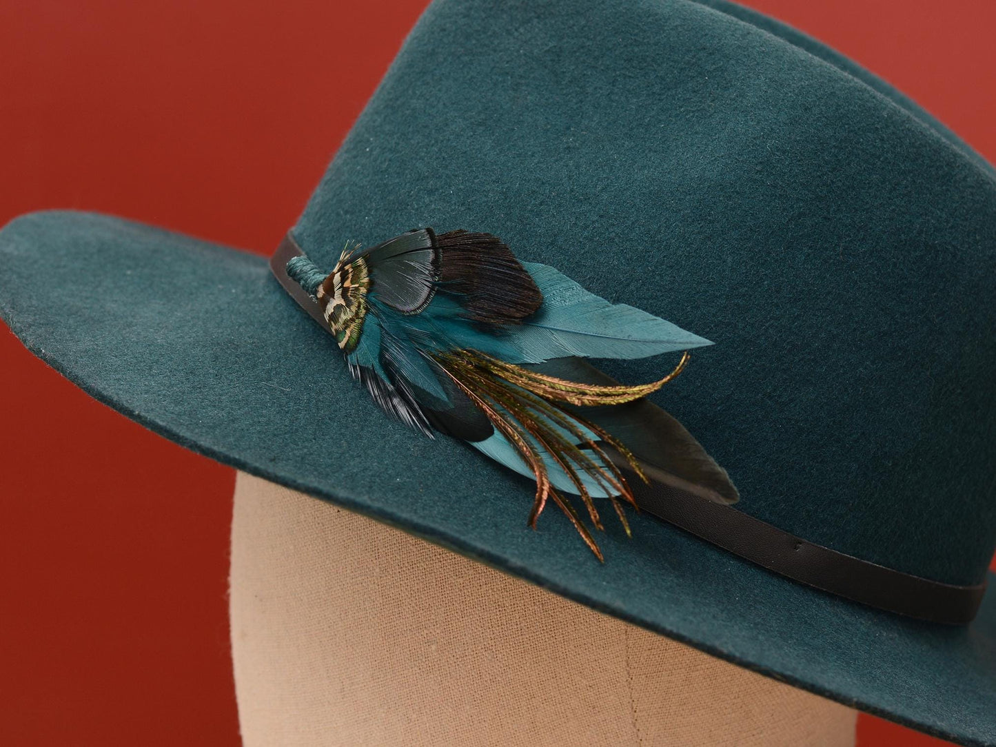 Dark Teal and Green Feather Hat Pin / Brooch No.267 | Feather Boutonniere | Pheasant Feather Brooch