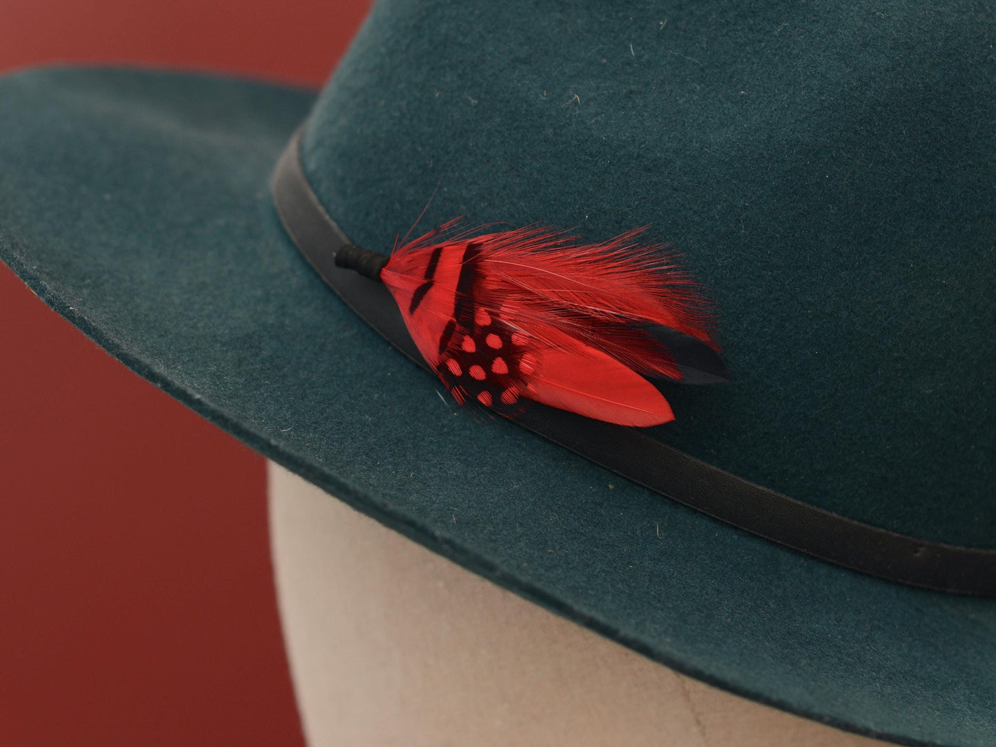 Black and Red Feather Lapel Pin | Duck Feather Boutonniere | Pheasant Feather Brooch | Feather Hat Pin