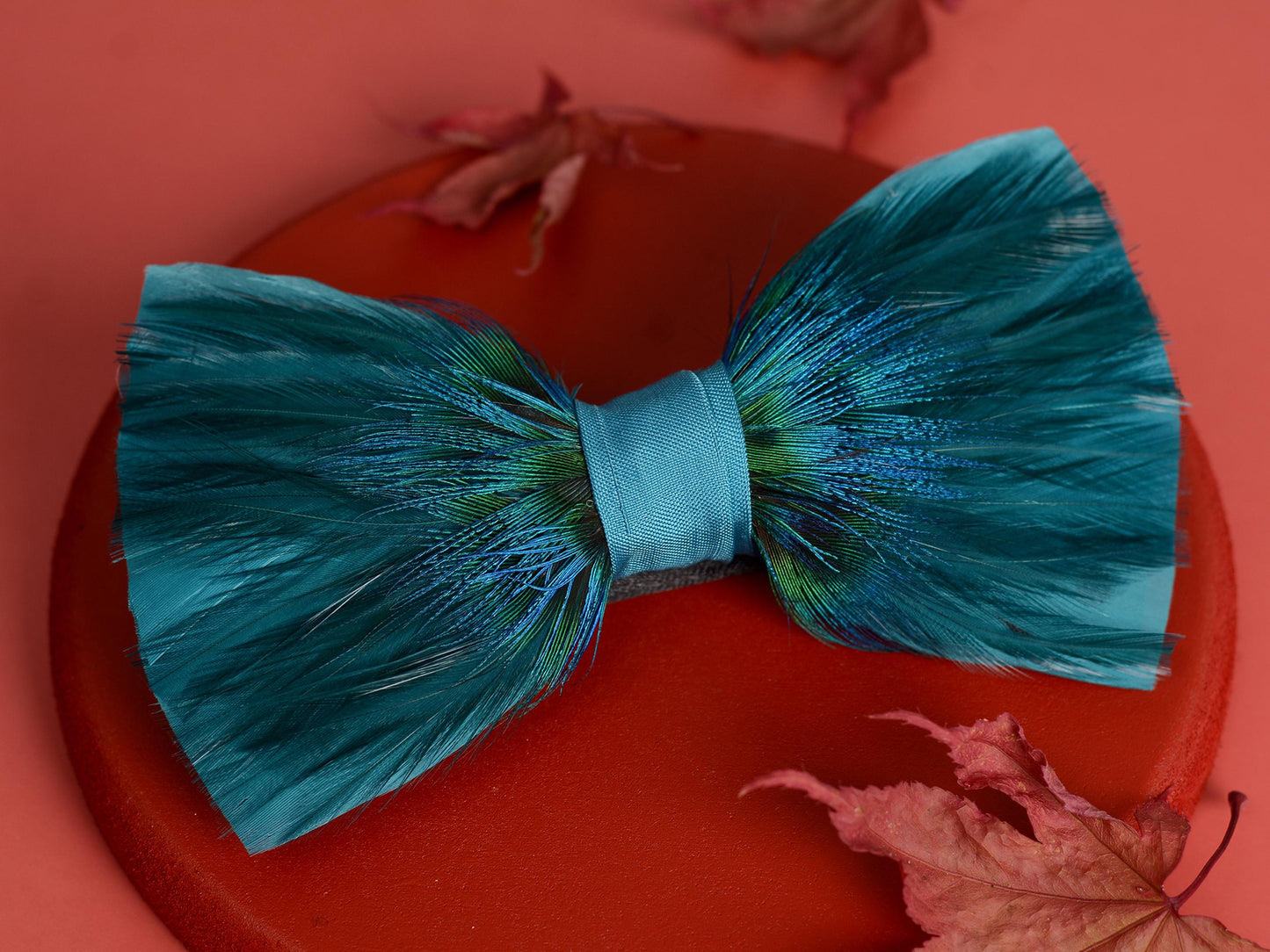 Teal and Peacock Feather Bow Tie | Turquoise Bow Tie | Blue Bow Tie | Peacock Bow Tie | Groom Outfit | Feather Neck Tie | Mens Gift