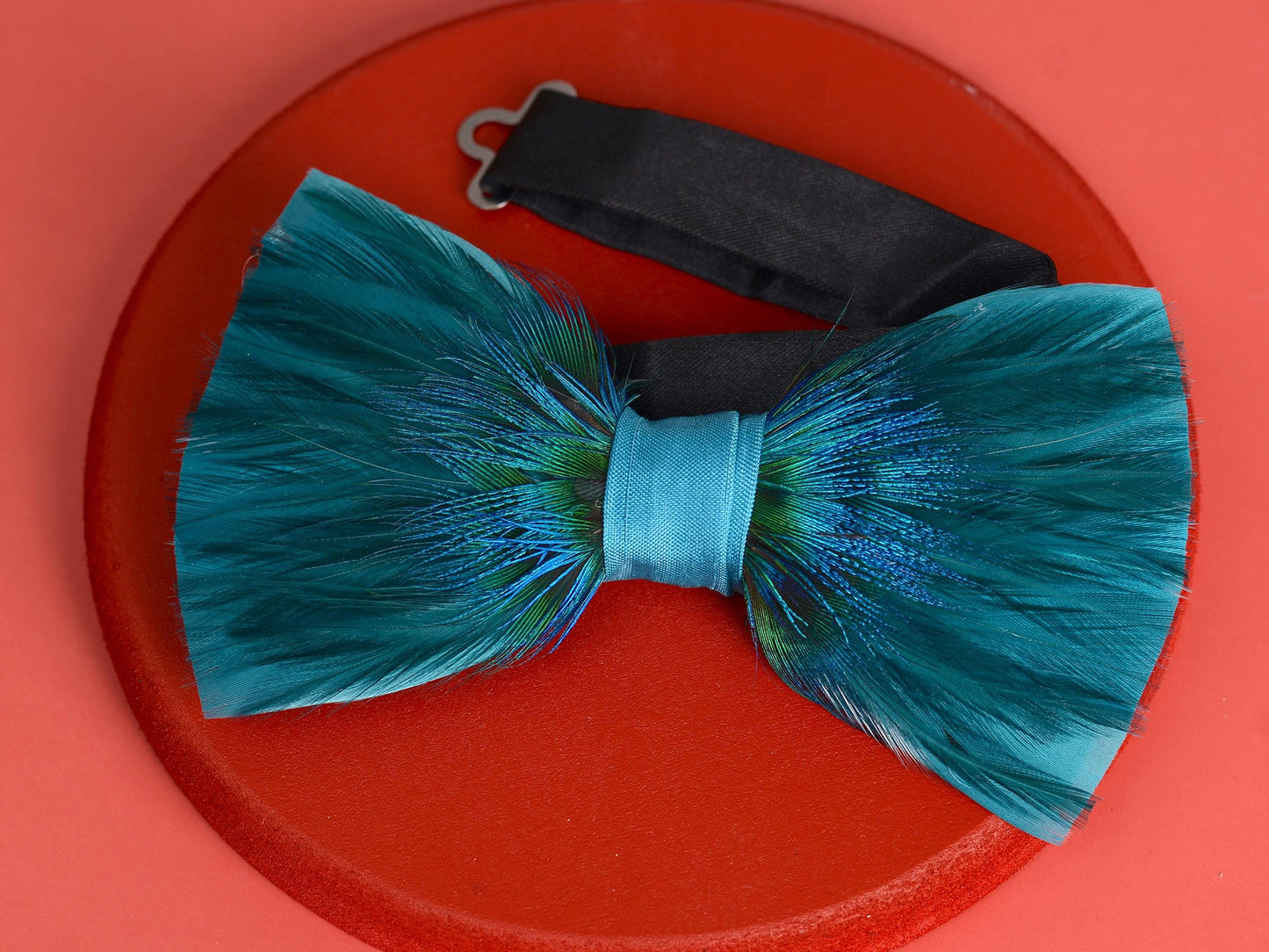 Teal and Peacock Feather Bow Tie | Turquoise Bow Tie | Blue Bow Tie | Peacock Bow Tie | Groom Outfit | Feather Neck Tie | Mens Gift