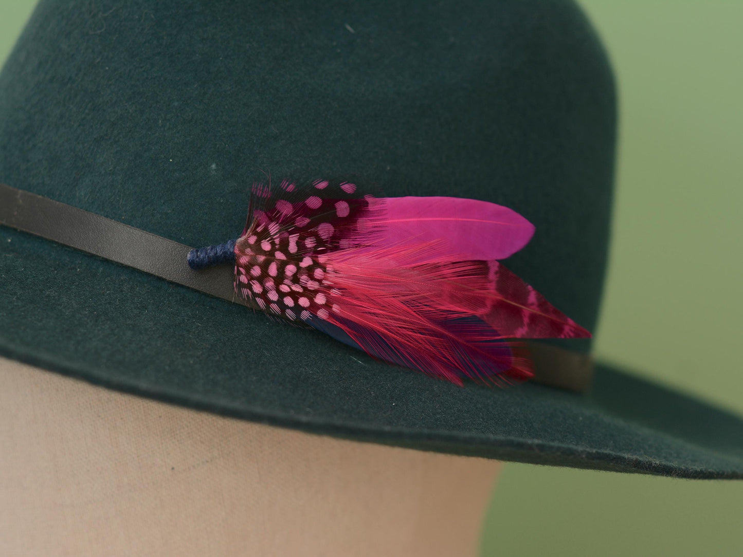 Hot Pink and Navy Blue Feather Lapel Pin | Pheasant Feather Boutonniere | Feather Brooch | Feather Hat Pin
