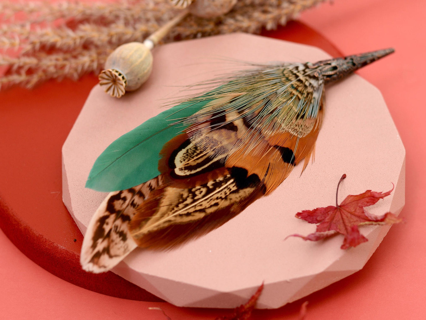 Natural Pheasant Feather Boutonniere / Hat Pin | Pheasant Feather Brooch | Wedding Corsage