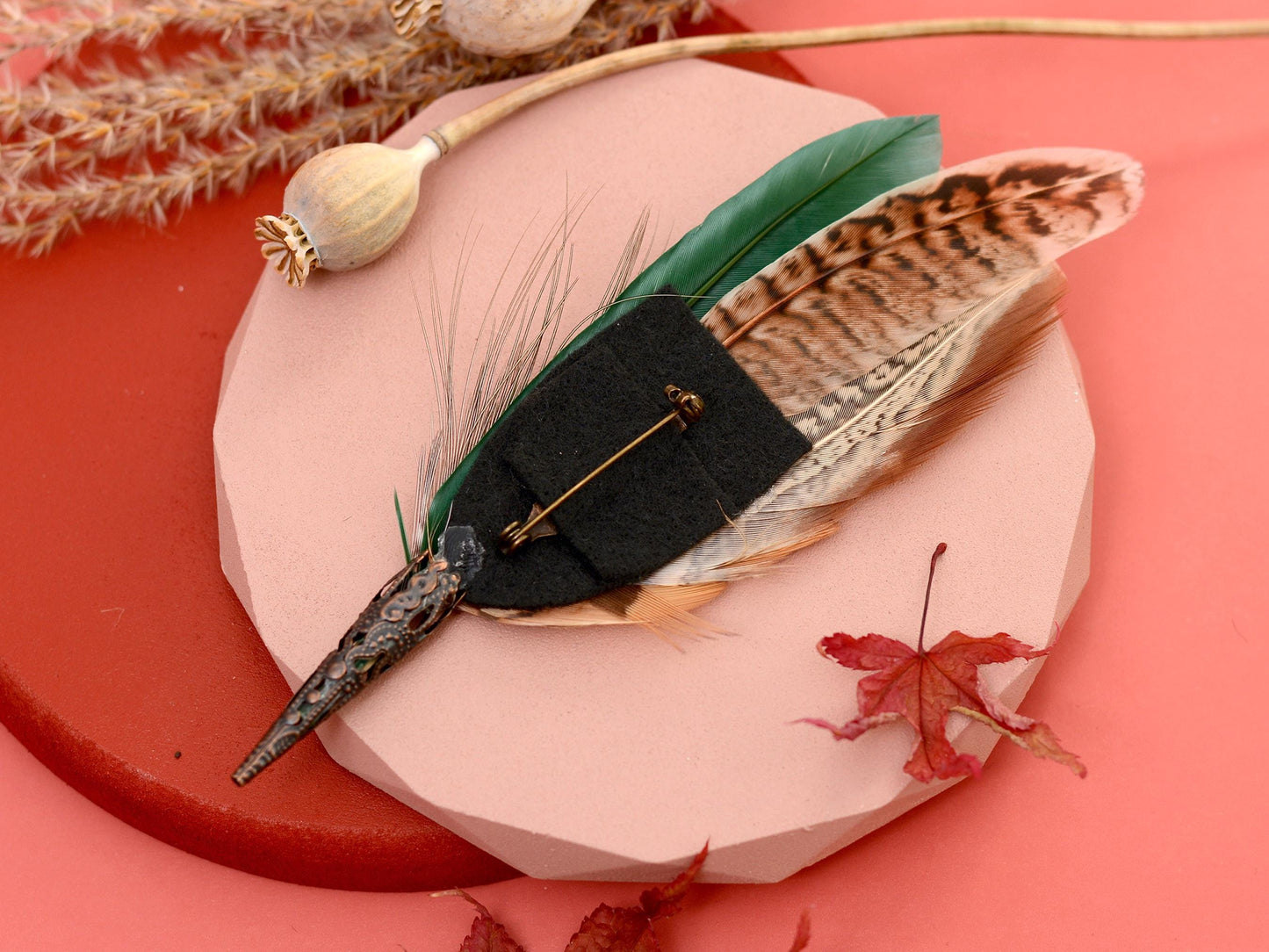 Natural Pheasant Feather Boutonniere / Hat Pin | Pheasant Feather Brooch | Wedding Corsage
