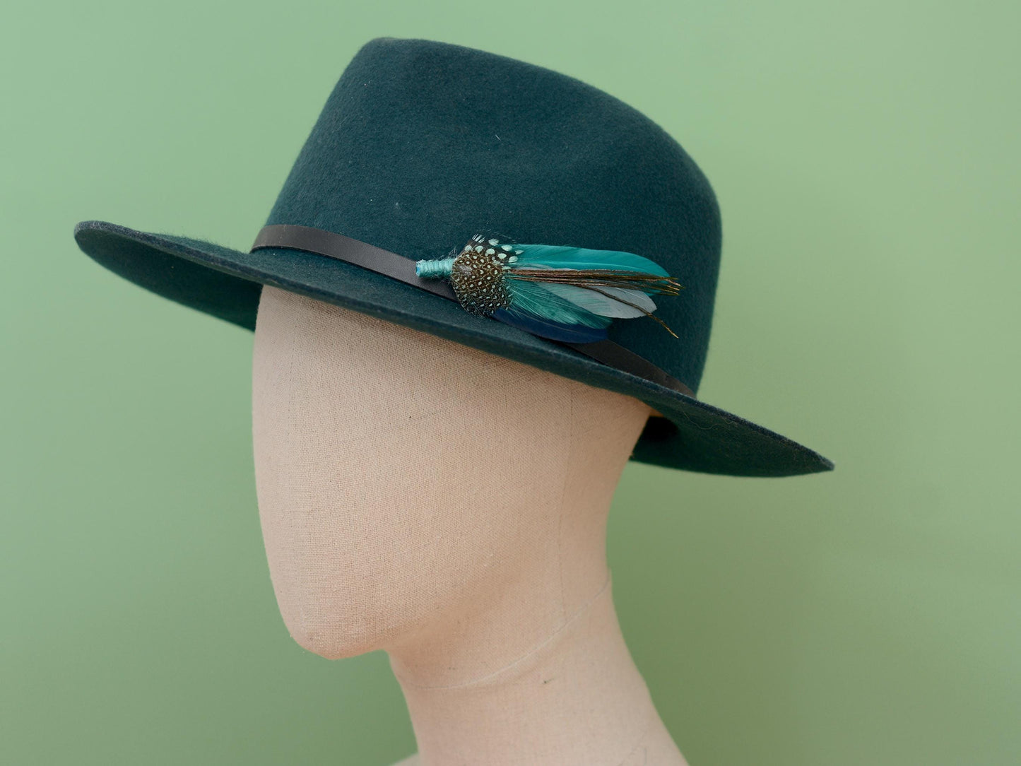 Ombre Teal, Turquoise and Navy Duck Feather Lapel Pin | Duck Feather Boutonniere | Feather Hat Pin