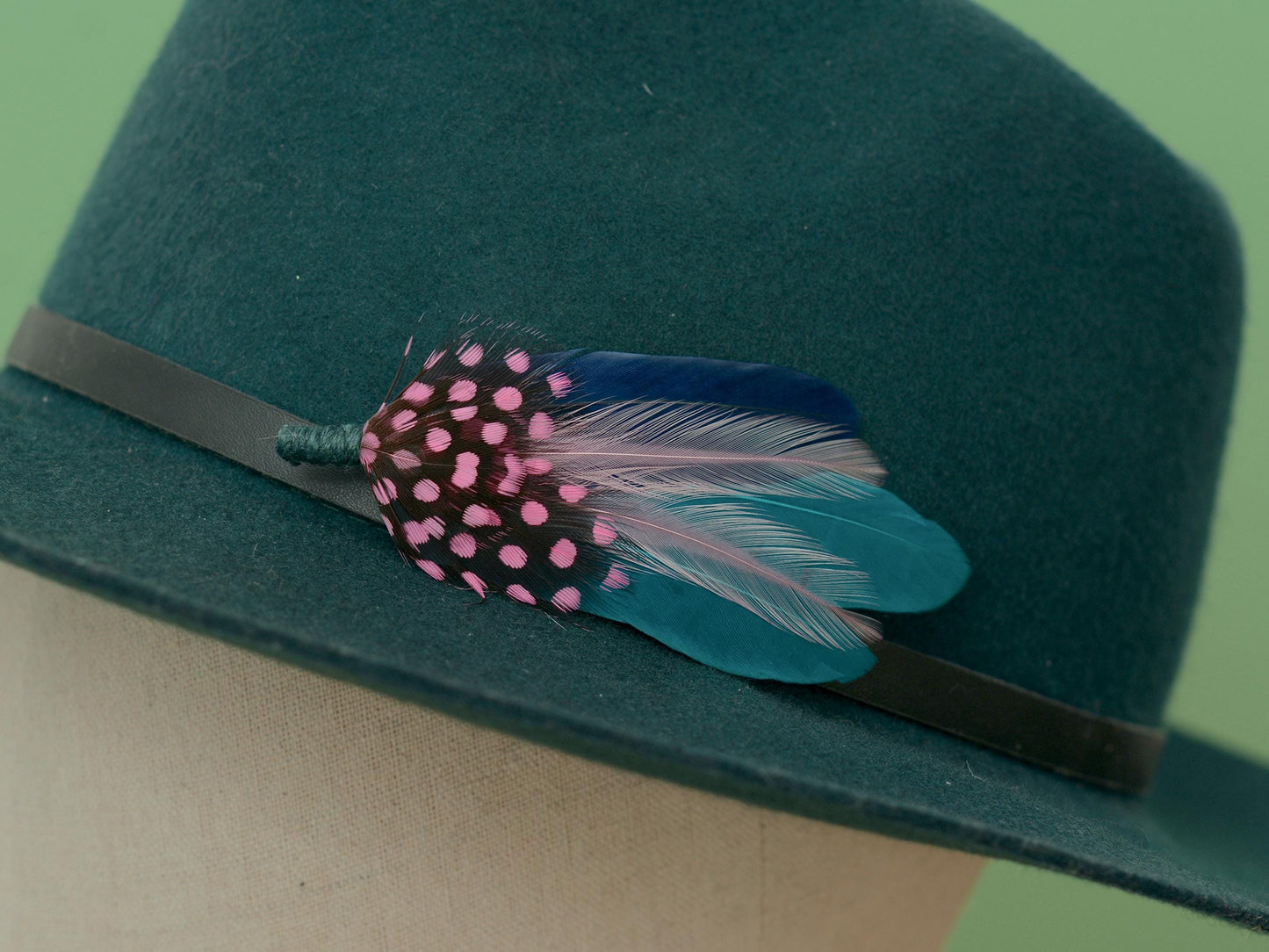 Teal, Pink and Navy Feather Lapel Pin | Pheasant Feather Boutonniere | Feather Brooch | Feather Hat Pin