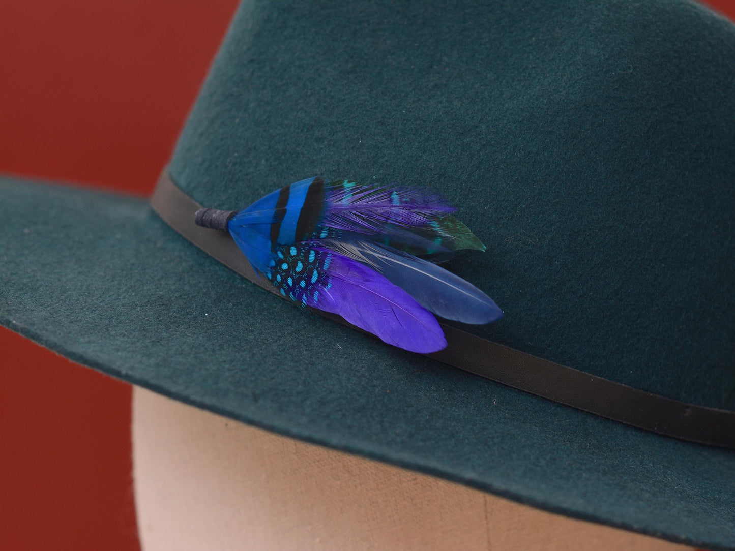Shades of Blue and Purple Feather Pin | Pheasant Feather Boutonniere | Feather Brooch | Feather Hat Pin