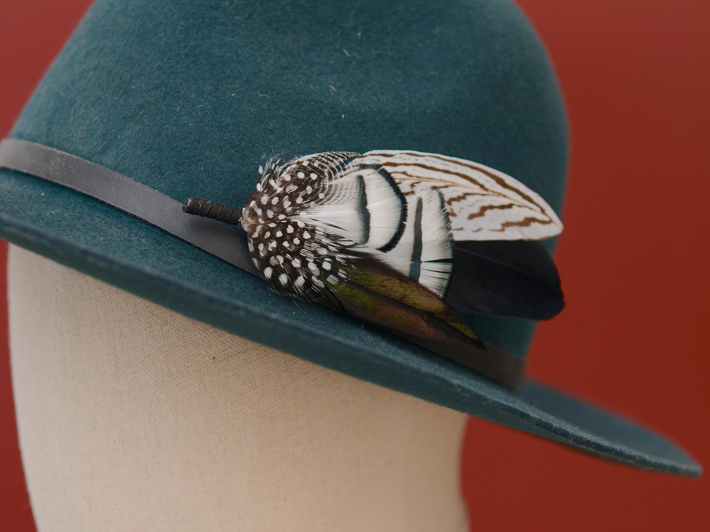 Monochrome Feather Lapel Pin Large No.1 | Feather Boutonniere | Pheasant Feather Brooch | Feather Hat Pin