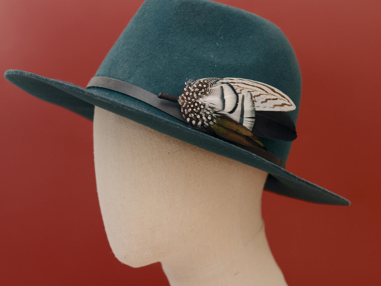Monochrome Feather Lapel Pin Large No.1 | Feather Boutonniere | Pheasant Feather Brooch | Feather Hat Pin