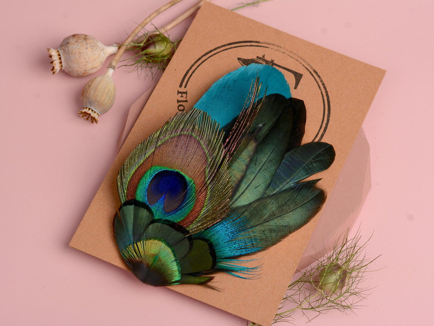 Teal and Peacock Feather Hair Clip | Peacock Feather Fascinator | Bridal Hair Clip | Bridesmaid Hair Clip | Wedding Fascinator