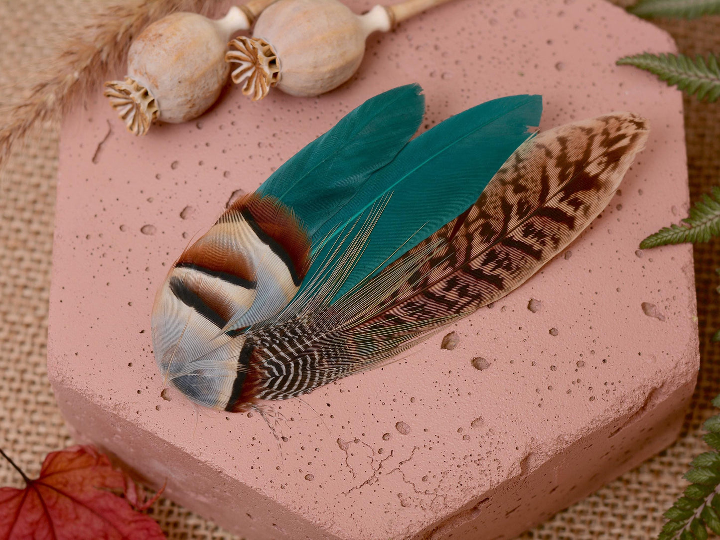 Teal, Partridge and Pheasant Feather Lapel / Hat Pin | Feather Boutonniere | Pheasant Feather Brooch | Feather Hat Pin | Pheasant Lapel Pin