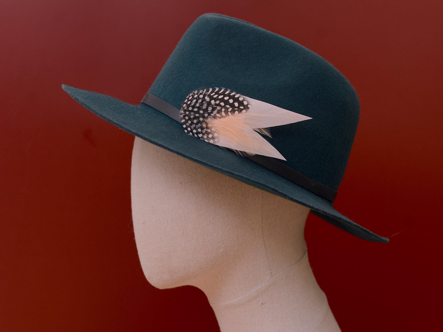 Blush Pink Feather Pin with Spotted Guinea Fowl Feathers | Feather Boutonniere | Feather Brooch | Feather Hat Pin