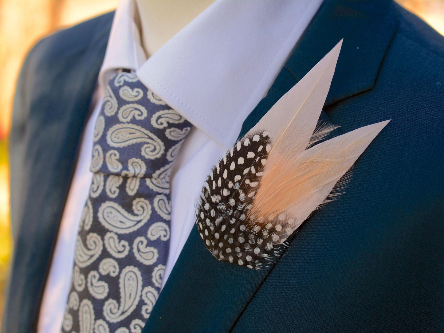 Blush Pink Feather Pin with Spotted Guinea Fowl Feathers | Feather Boutonniere | Feather Brooch | Feather Hat Pin