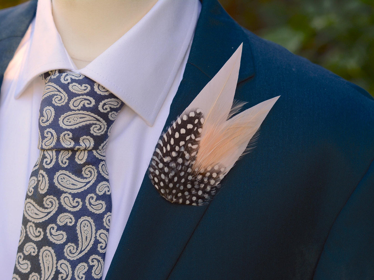 Blush Pink Feather Pin with Spotted Guinea Fowl Feathers | Feather Boutonniere | Feather Brooch | Feather Hat Pin
