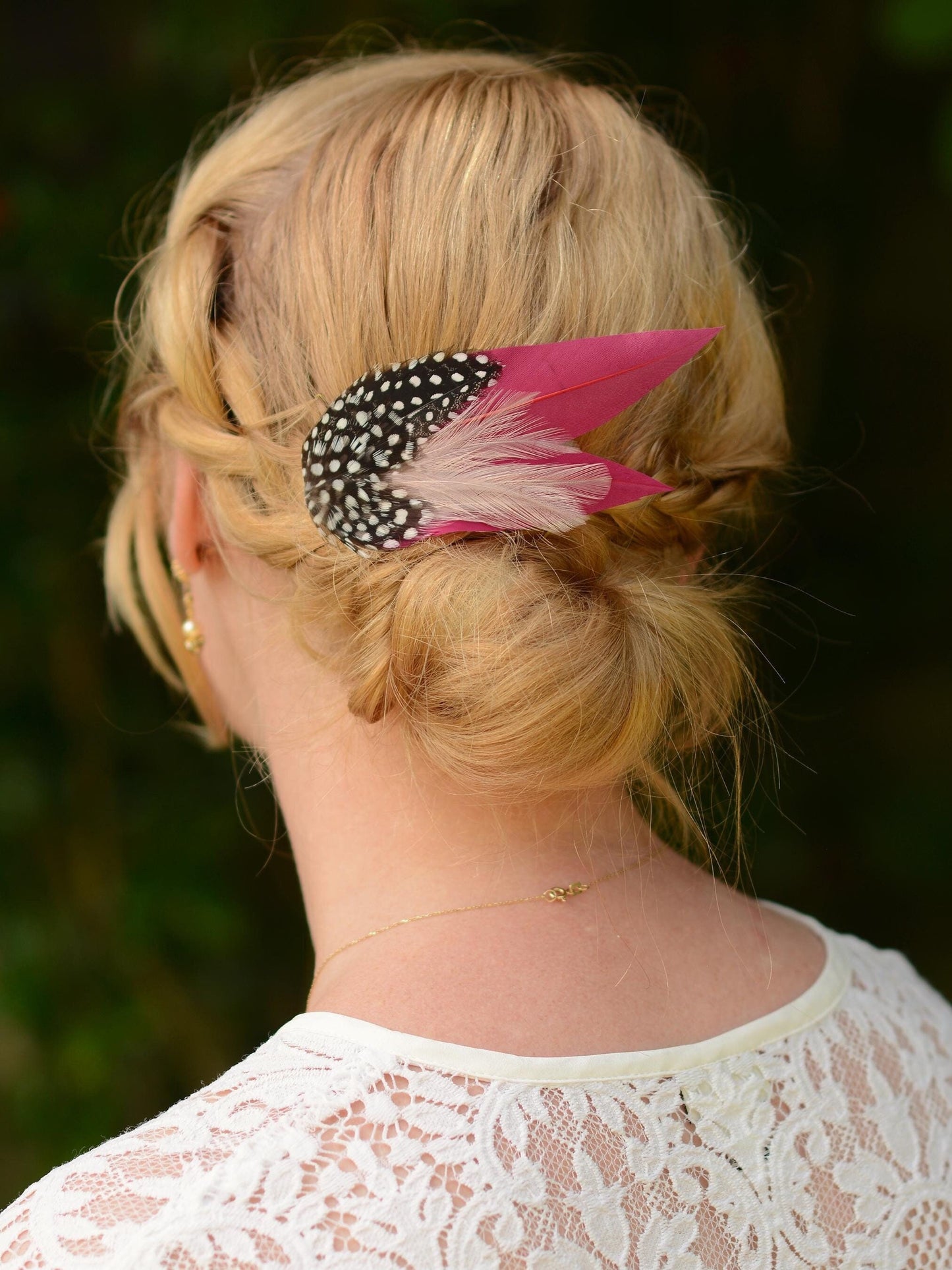 Burgundy Feather Hair Clip with Polka Dots | Burgundy Feather Fascinator | Feather Headpiece | Wedding Fascinator | Bridal Headpiece