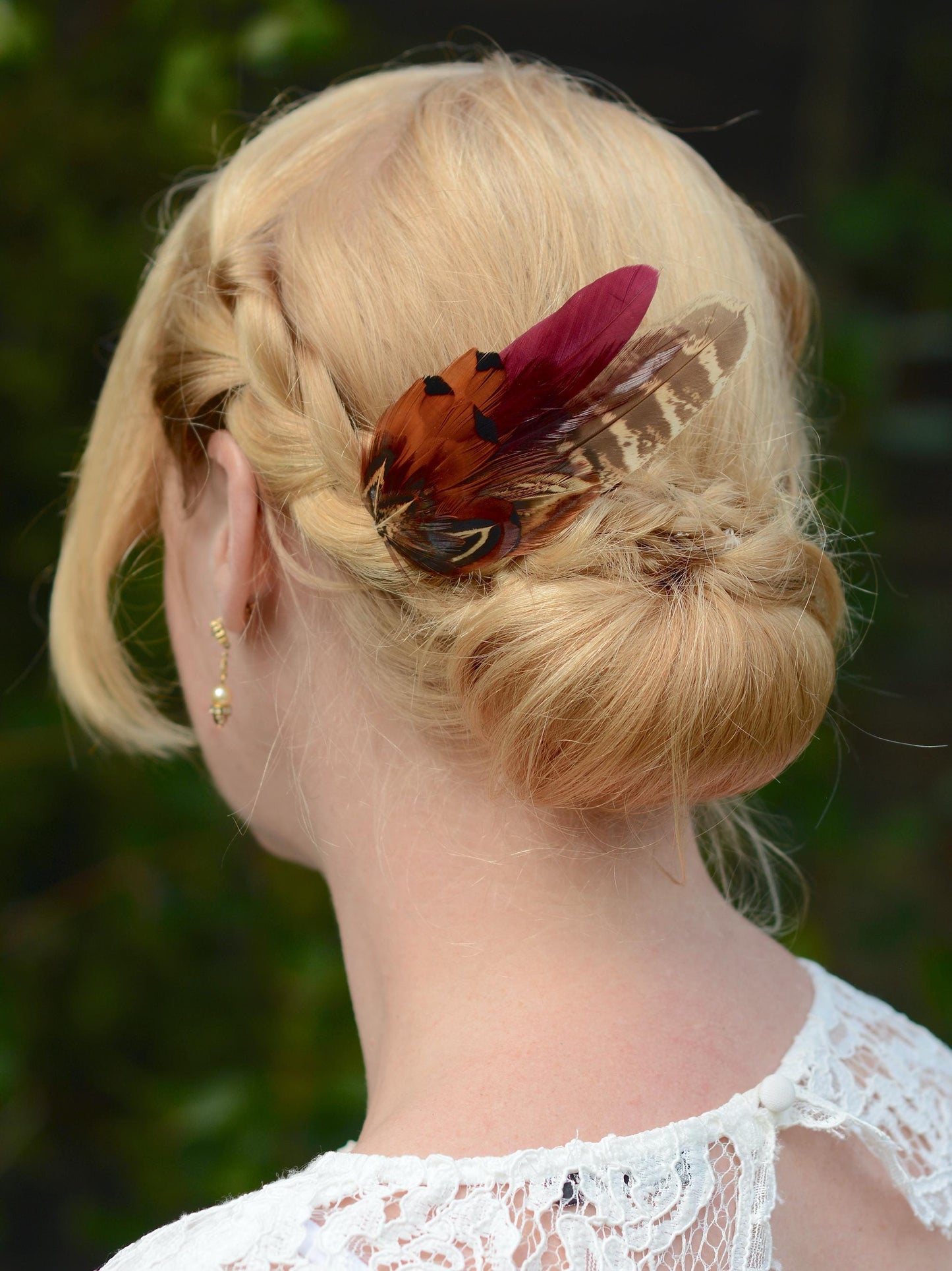 Pheasant Feather Hair Clip in Copper and Plum | Plum and Pheasant Feather Fascinator | Feather Headpiece | Bridesmaid Hair Clip | Wedding