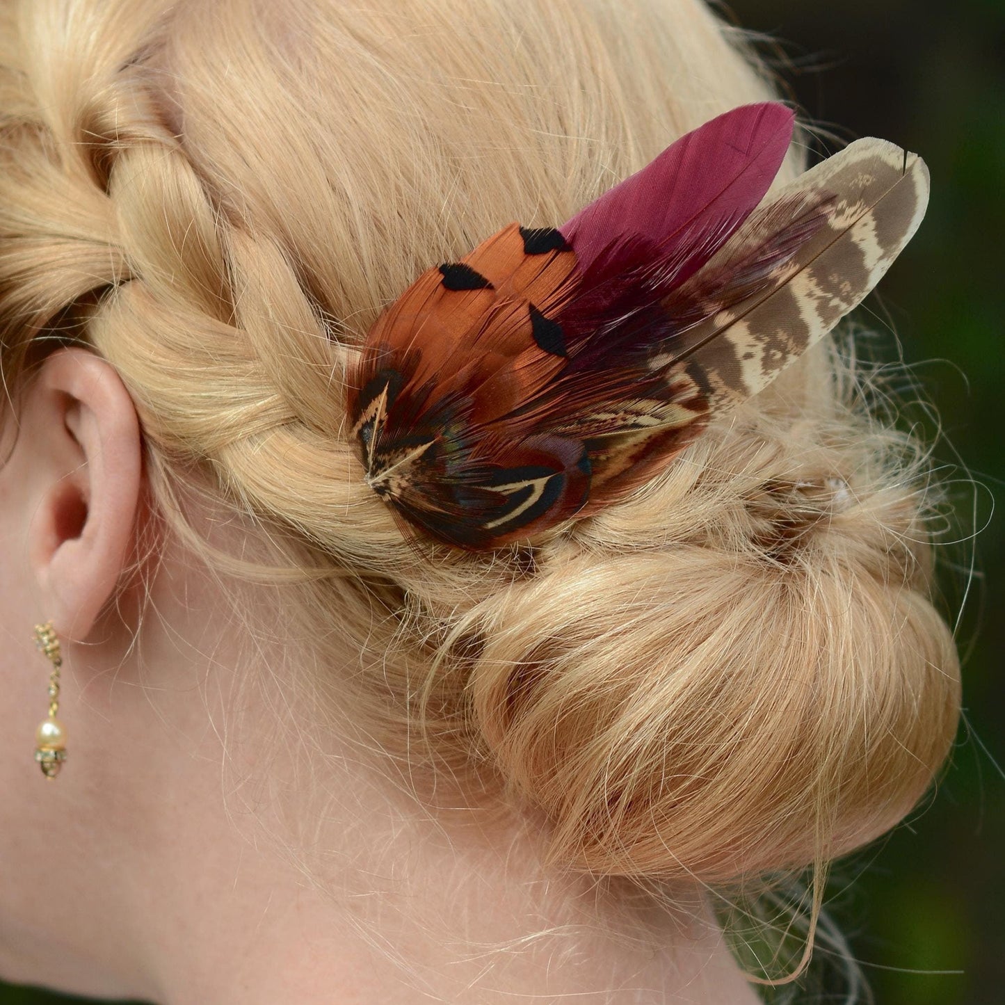 Pheasant Feather Hair Clip in Copper and Plum | Plum and Pheasant Feather Fascinator | Feather Headpiece | Bridesmaid Hair Clip | Wedding