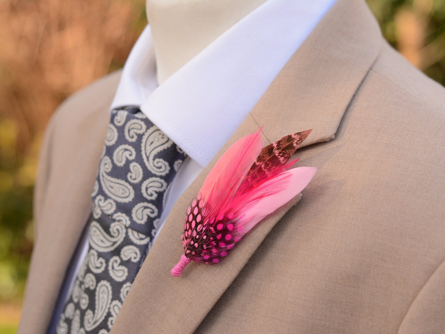 Feather Brooch Corsage in Pastel Pink and Coral | Pink Feather Boutonniere | Pink Feather Hat Pin