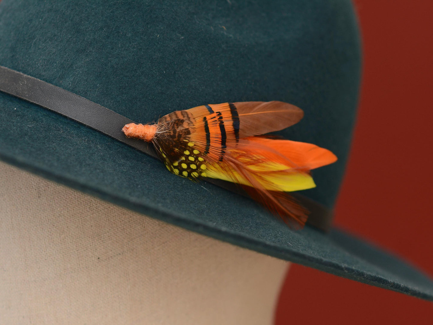 Feather Hat Pin Brooch in Fall Colours Yellow and Burnt Orange | Feather Boutonniere | Feather Brooch | Pheasant Feather Pin