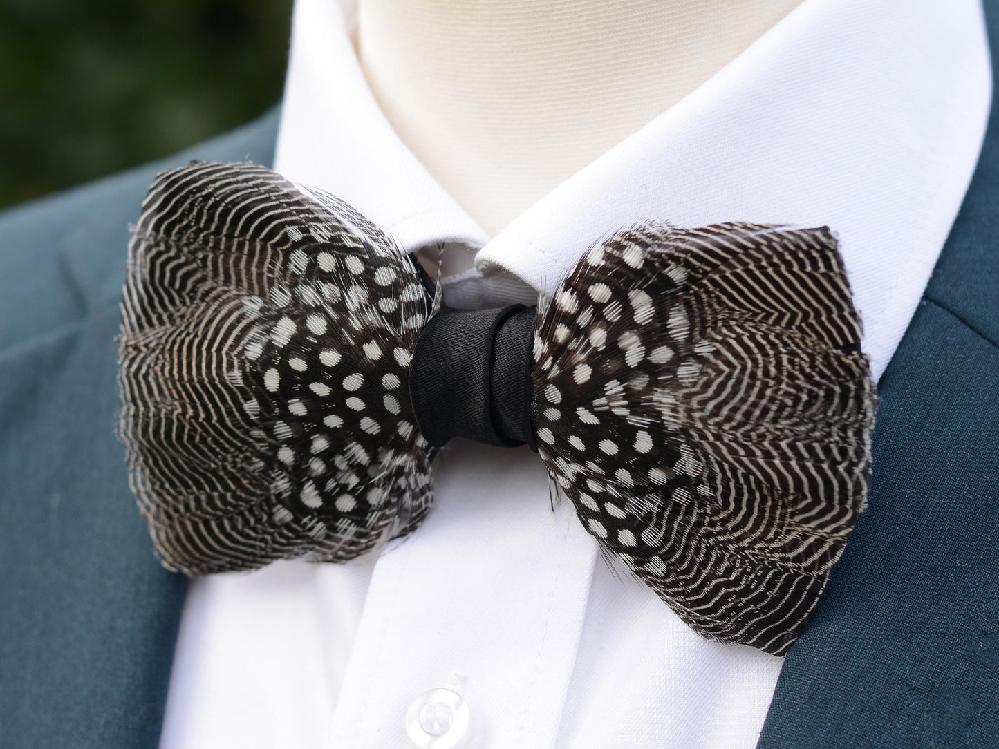 Pin Stripe and Polka Dot Feather Bow Tie | Pin Striped Bow Tie | Feather Neck Tie | Grooms Outfit | Groomsmen Gift | Monochrome Bow Tie