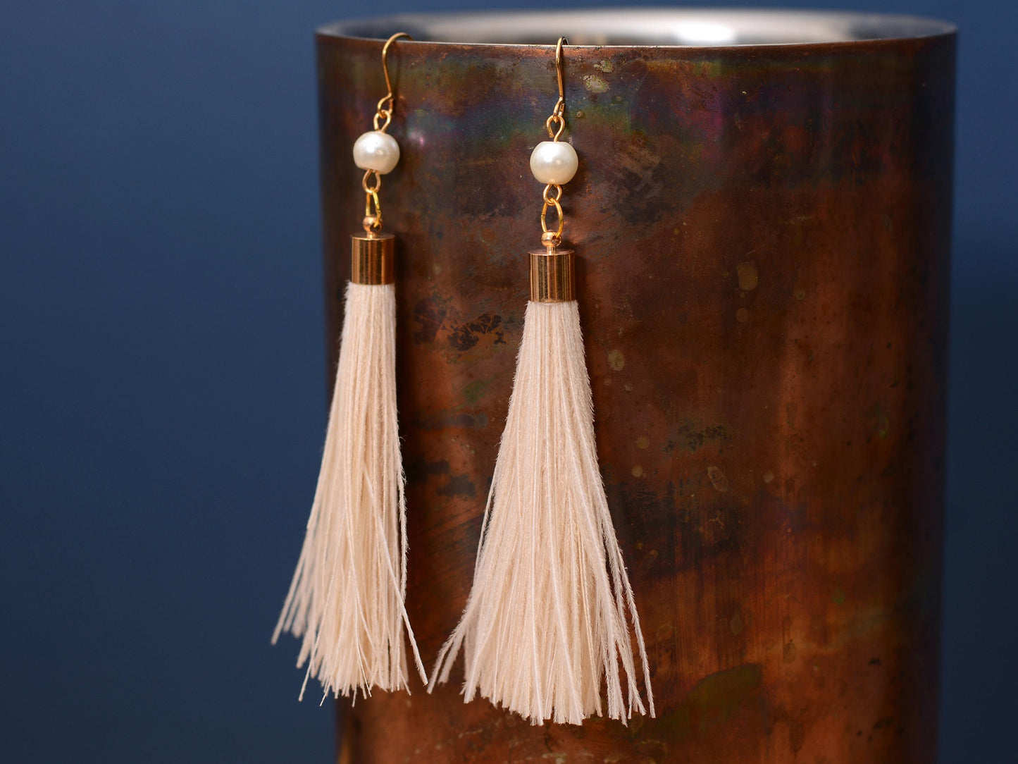 Ivory Feather Tassel Earrings | Festival Earrings | Feather Jewellery | Festival Jewellery | Bohemian | Long Earrings