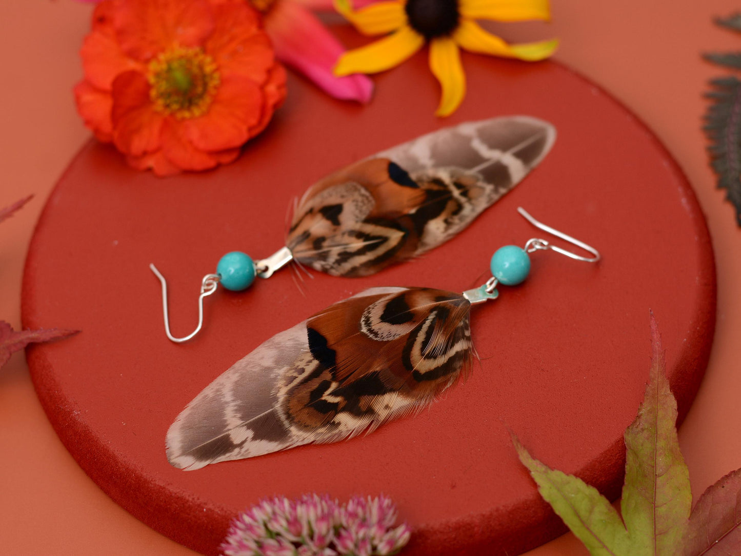 Mixed Pheasant Feather Earrings | Festival Earrings | Feather Jewellery | Festival Jewellery | Drop Earrings