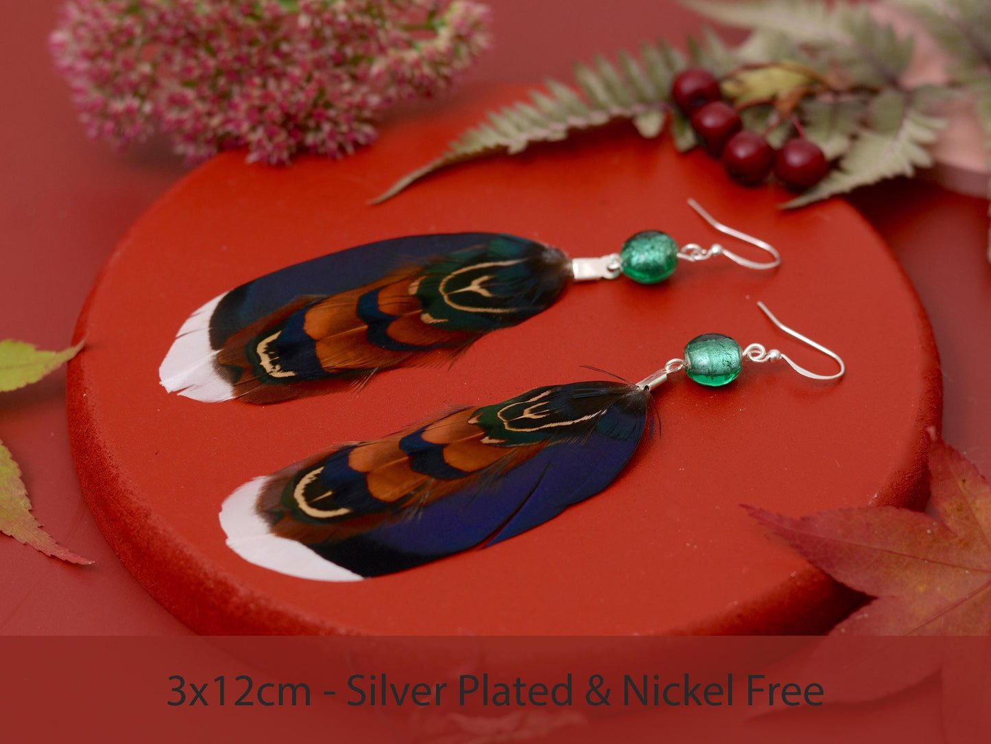 Blue and Turquoise Duck and Pheasant Feather Earrings | Pheasant Feather Earrings | Festival Earrings | Feather Jewellery | Drop Earrings