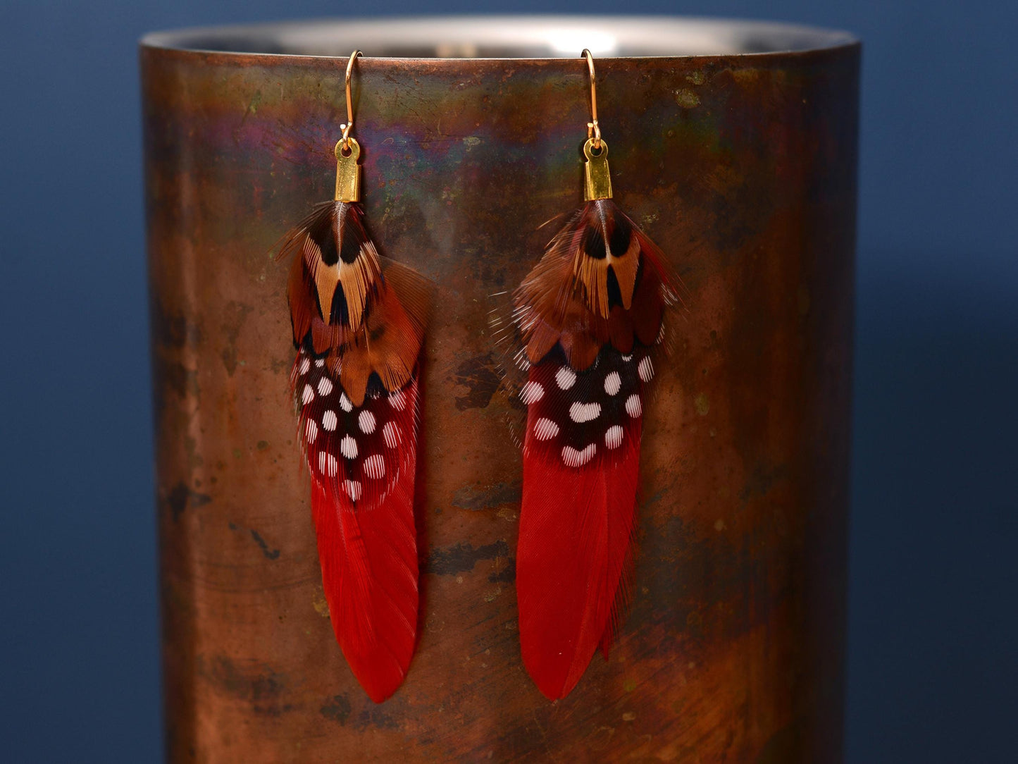 Red Pheasant Feather Earrings | Festival Earrings | Feather Jewellery | Festival Jewellery | Drop Earrings