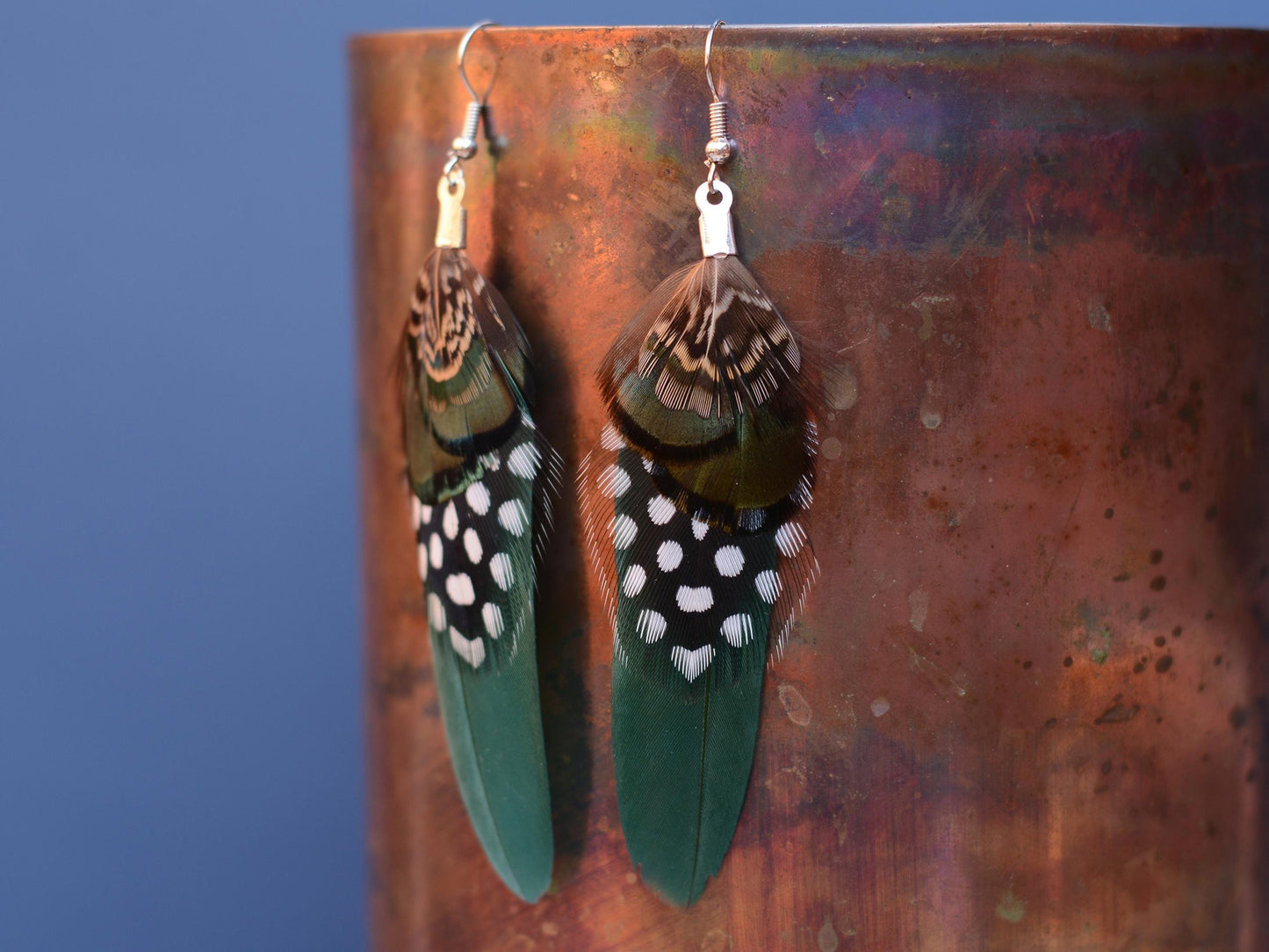 Green Feather Earrings | Pheasant Feather Earrings | Festival Earrings | Feather Jewellery | Festival Jewellery | Drop Earrings