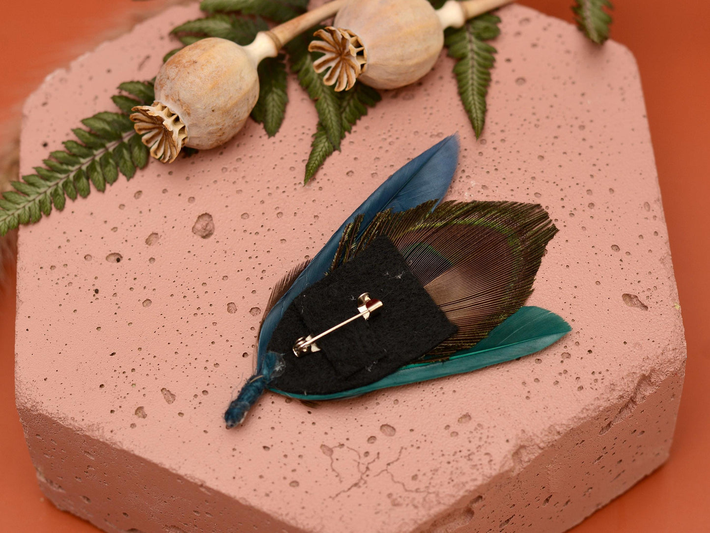 Teal, Green and Navy Peacock Feather Boutonniere | Peacock Feather Hat Pin / Brooch | Wedding Corsage