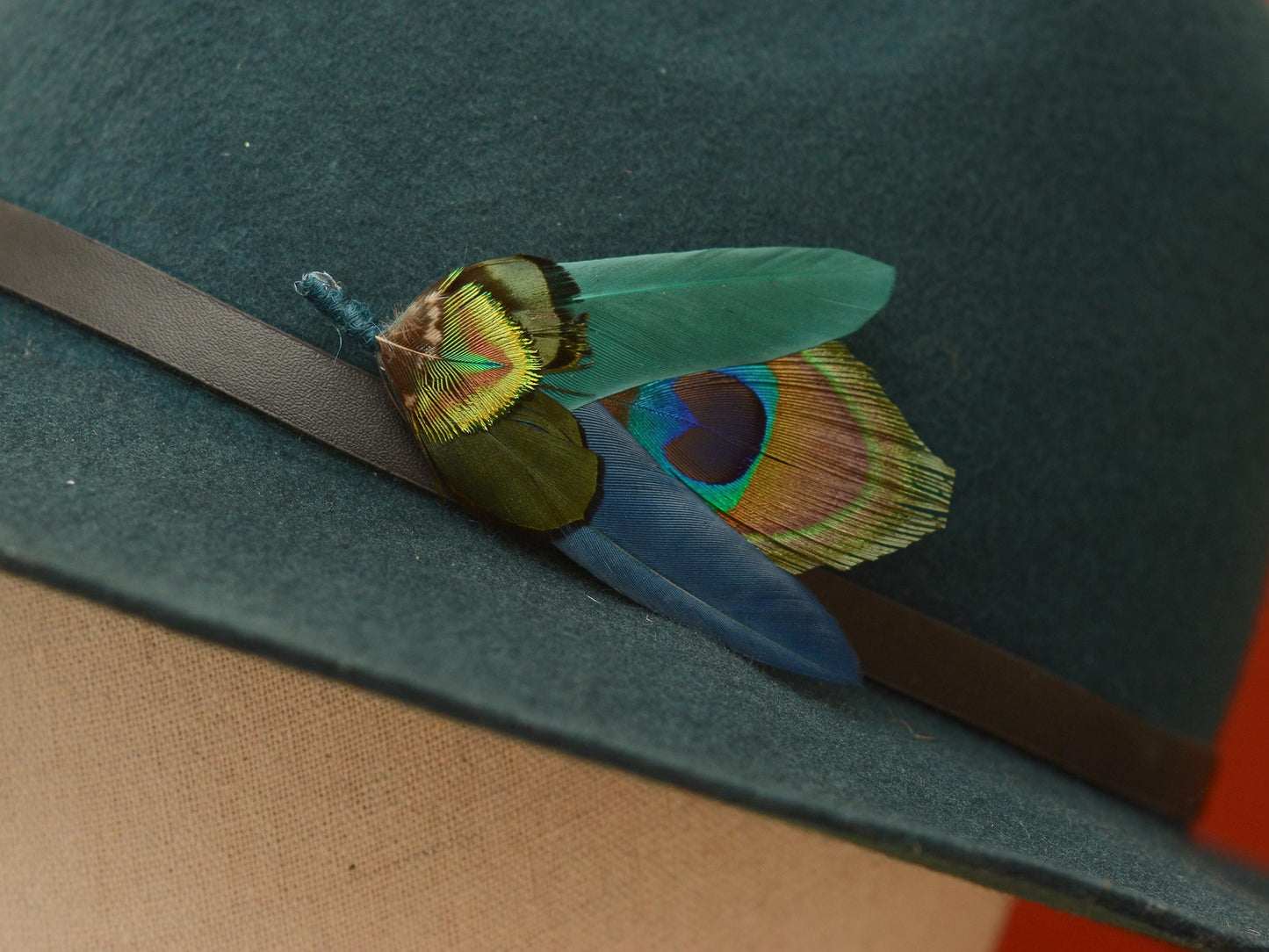 Teal, Green and Navy Peacock Feather Boutonniere | Peacock Feather Hat Pin / Brooch | Wedding Corsage