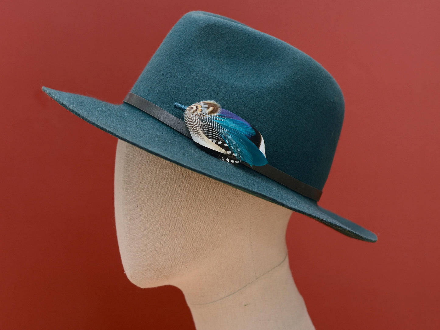 Blue and Teal Duck Feather Lapel Pin | Duck Feather Boutonniere | Pheasant Feather Brooch | Feather Hat Pin