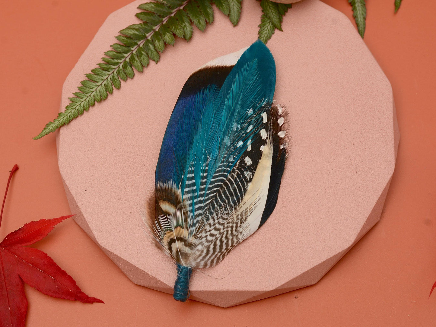 Blue and Teal Duck Feather Lapel Pin | Duck Feather Boutonniere | Pheasant Feather Brooch | Feather Hat Pin