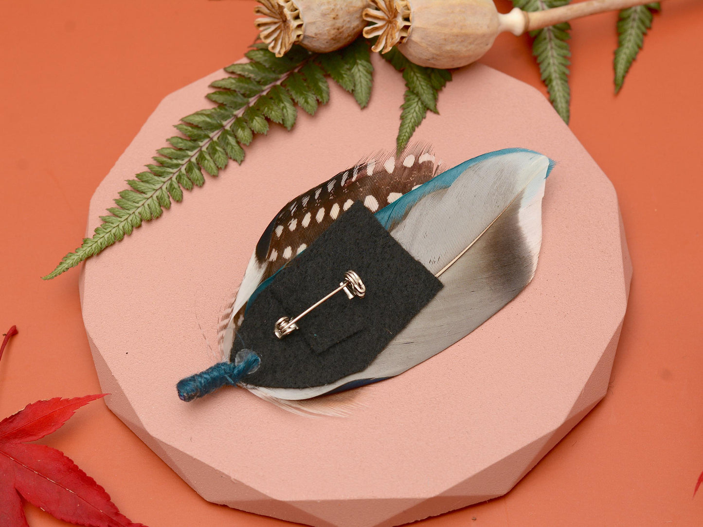 Blue and Teal Duck Feather Lapel Pin | Duck Feather Boutonniere | Pheasant Feather Brooch | Feather Hat Pin