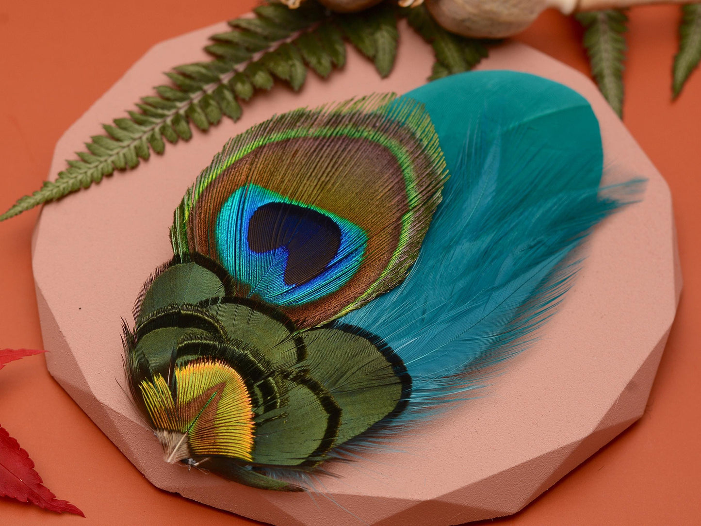 Teal and Peacock Feather Boutonniere | Peacock Feather Pin Peacock Feather Brooch | Peacock Feather Hat Pin