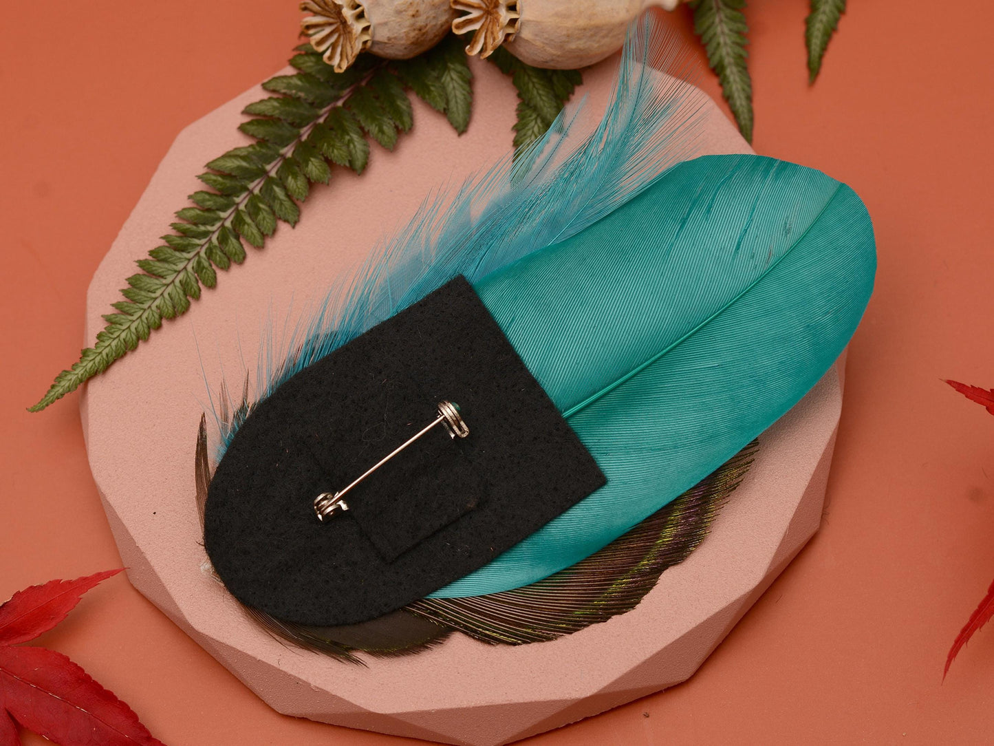 Teal and Peacock Feather Boutonniere | Peacock Feather Pin Peacock Feather Brooch | Peacock Feather Hat Pin
