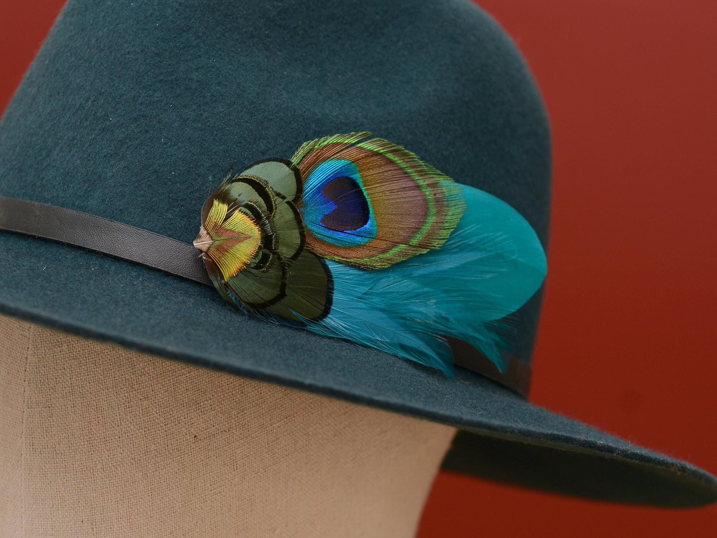 Teal and Peacock Feather Boutonniere | Peacock Feather Pin Peacock Feather Brooch | Peacock Feather Hat Pin