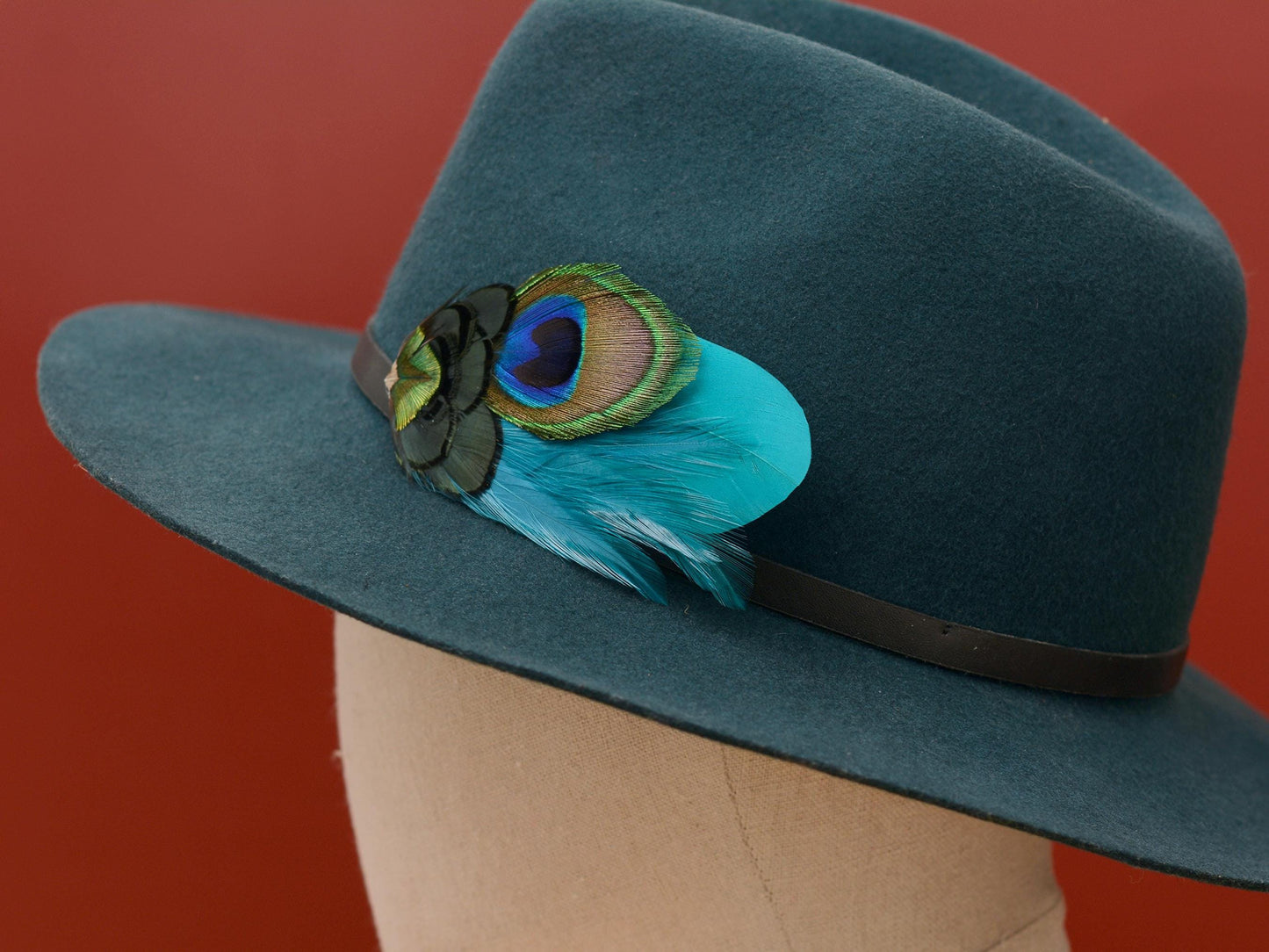 Teal and Peacock Feather Boutonniere | Peacock Feather Pin Peacock Feather Brooch | Peacock Feather Hat Pin