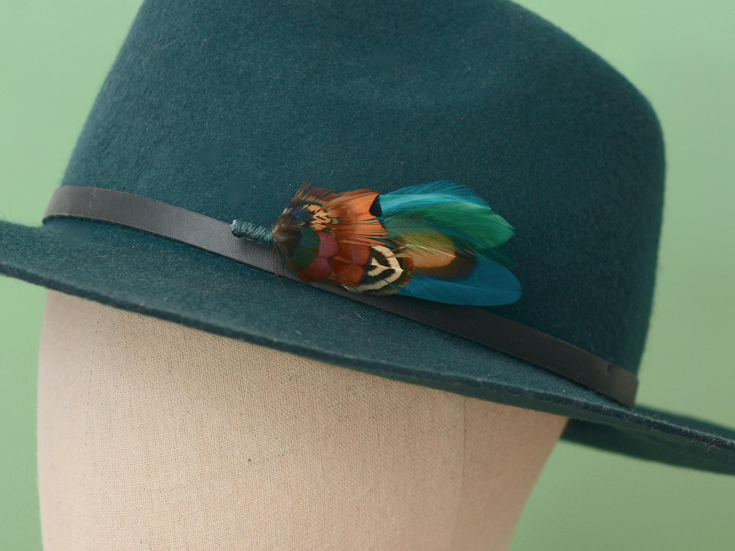 Teal and Copper Pheasant Feather Lapel Pin | Pheasant Feather Boutonniere | Pheasant Feather Brooch
