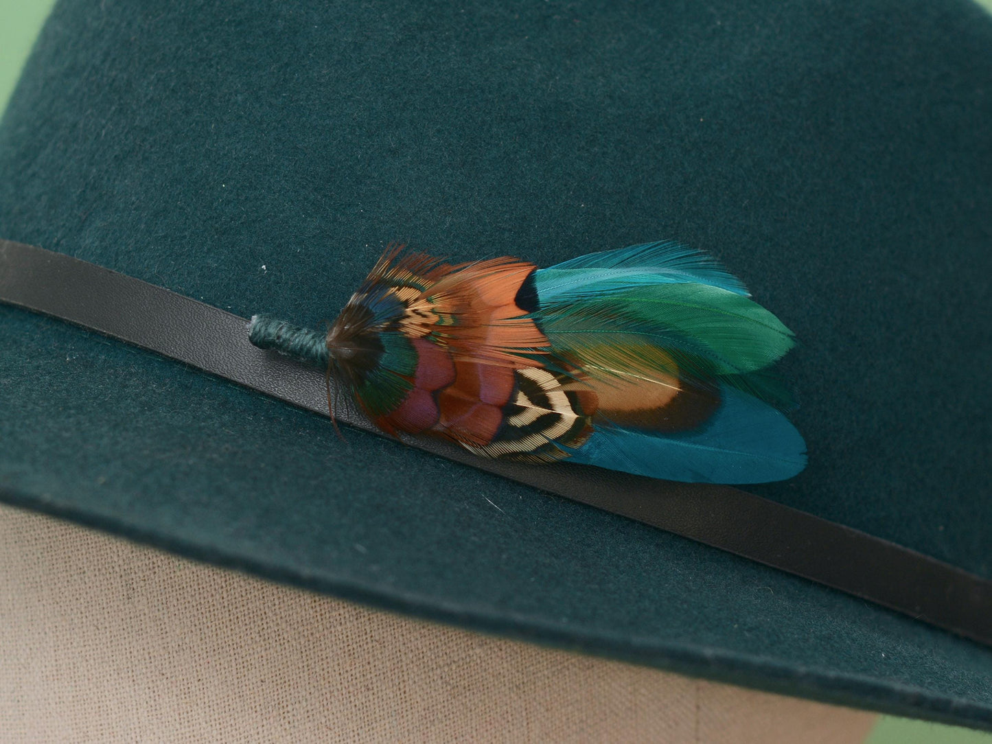 Teal and Copper Pheasant Feather Lapel Pin | Pheasant Feather Boutonniere | Pheasant Feather Brooch