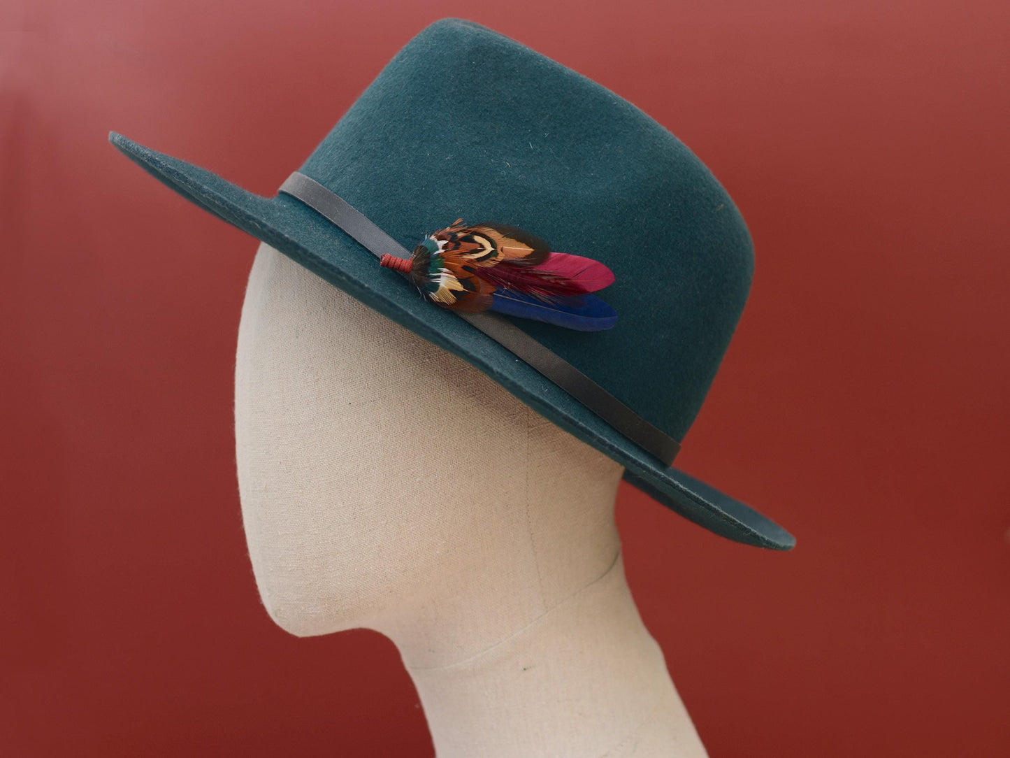 Navy and Burgundy Feather Boutonniere / Hat Pin | Duck Feather Boutonniere | Pheasant Feather Hat Pin