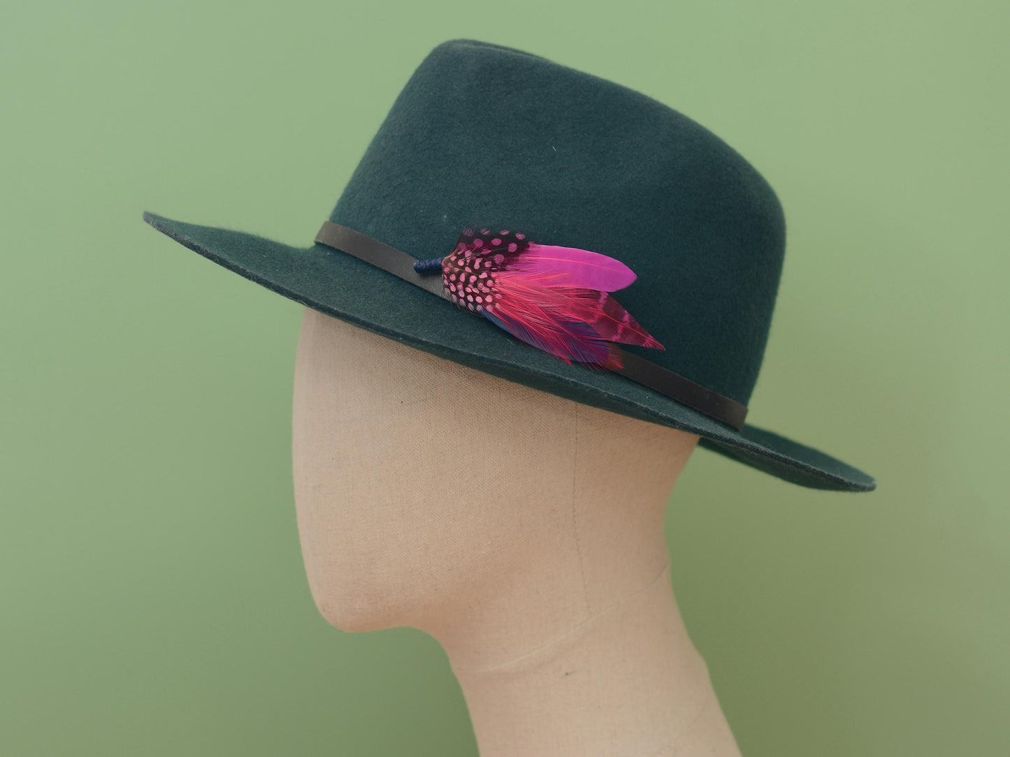 Hot Pink and Navy Blue Feather Lapel Pin | Pheasant Feather Boutonniere | Feather Brooch | Feather Hat Pin