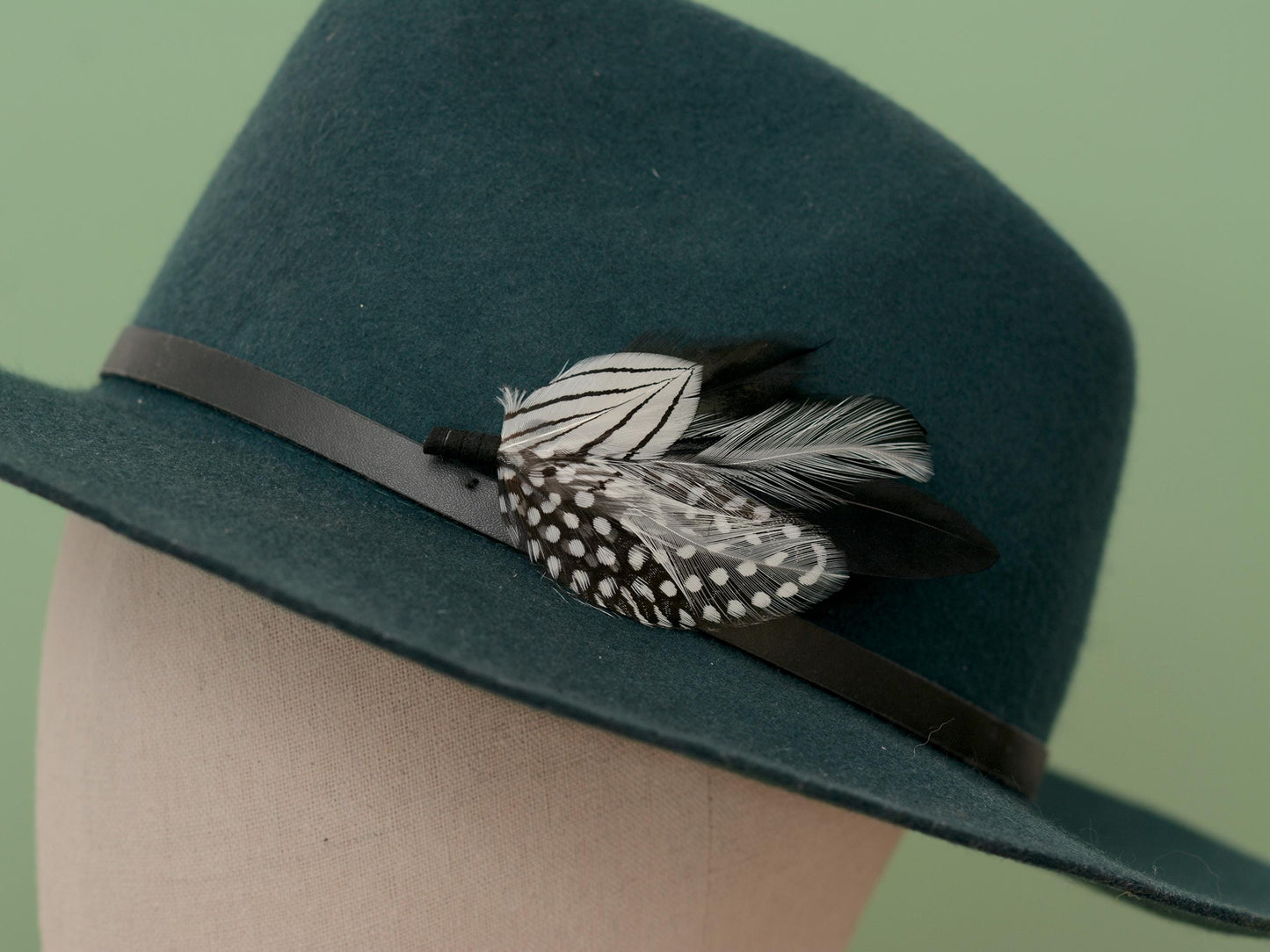 Monochrome Feather Boutonniere | Pheasant Feather Brooch | Feather Hat Pin