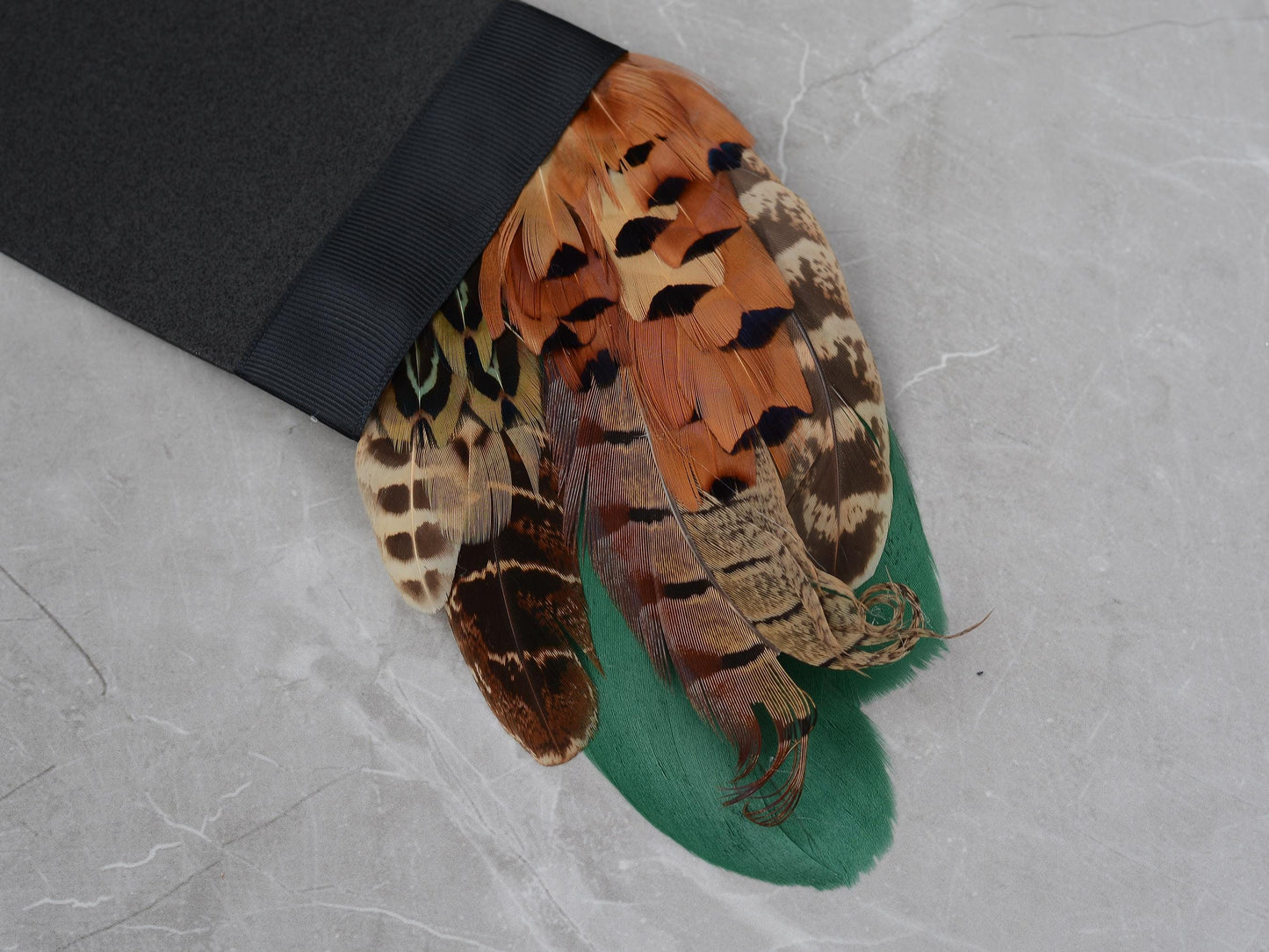 Green and Copper Pheasant Feather Pocket Square No.197 | Suit Accessory | Feather Neck Tie | Grooms Outfit | Groomsmen Gift