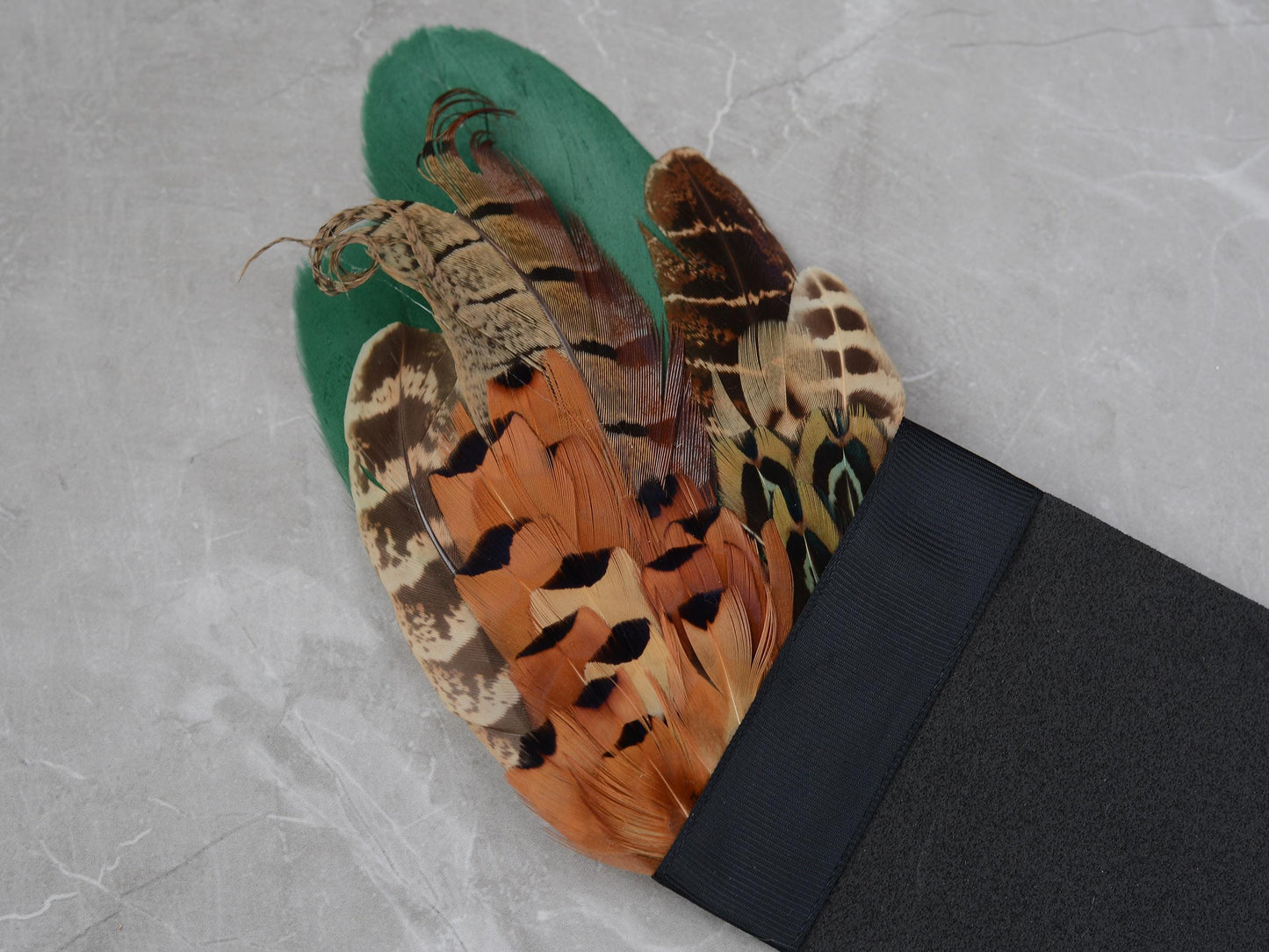 Green and Copper Pheasant Feather Pocket Square No.197 | Suit Accessory | Feather Neck Tie | Grooms Outfit | Groomsmen Gift