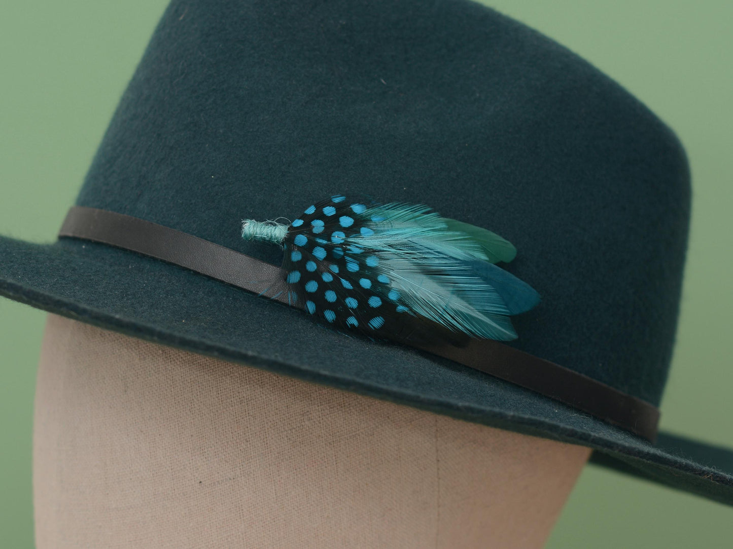 Ombre Shades of Turquoise Blue and Green Feather Lapel Pin | Duck Feather Boutonniere | Pheasant Feather Brooch | Feather Hat Pin